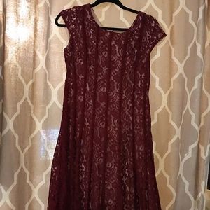 Madison Leigh Burgundy lace dress